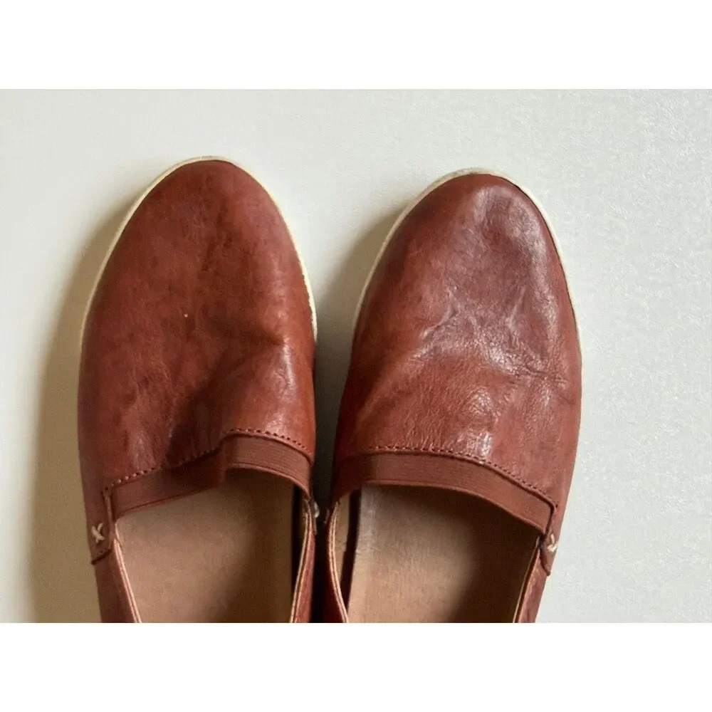 Frye Women's Cognac/Brown Melanie Slip-On Leather Sneakers Size 9.5